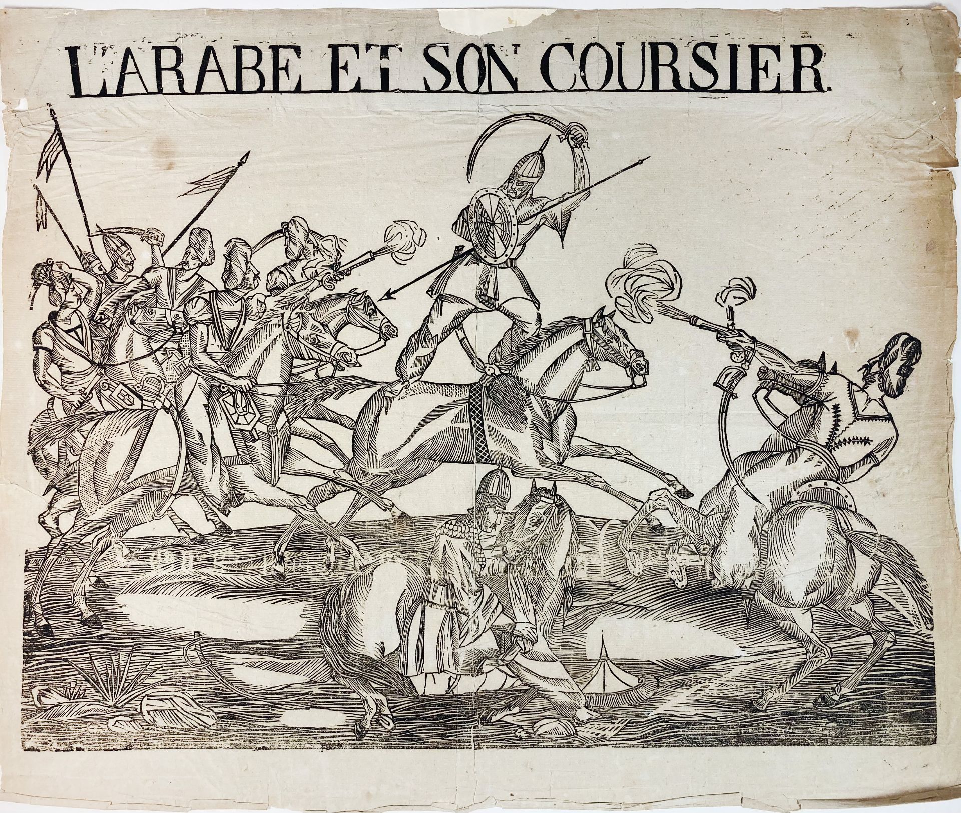 ARAB HORSE -- "L'ARABE ET SON COURSIER". N.pl., n.publ., n.d. (19th c.). Plain