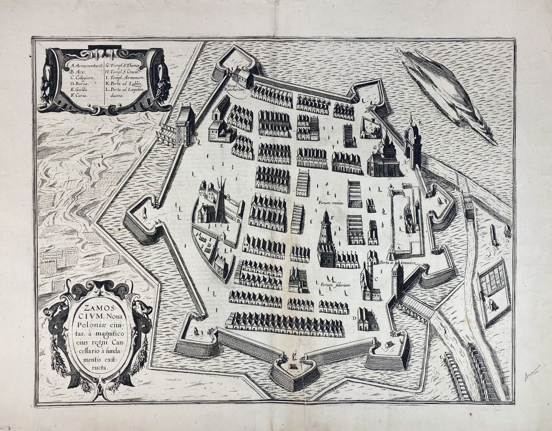 EASTERN EUROPE -- POLAND -- "ZAMOSCIUM, Nova Poloniæ civitas, (…)". (Cologne, Braun & Hogenberg, 161