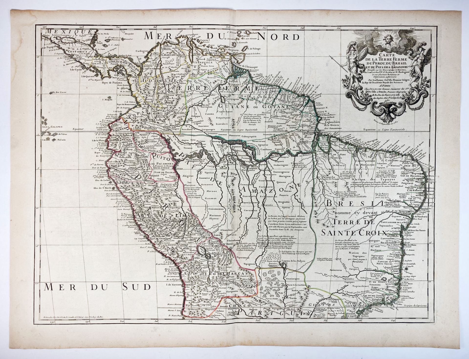 SOUTH AMERICA -- "CARTE DE LA TERRE Ferme du Perou, du Bresil, et