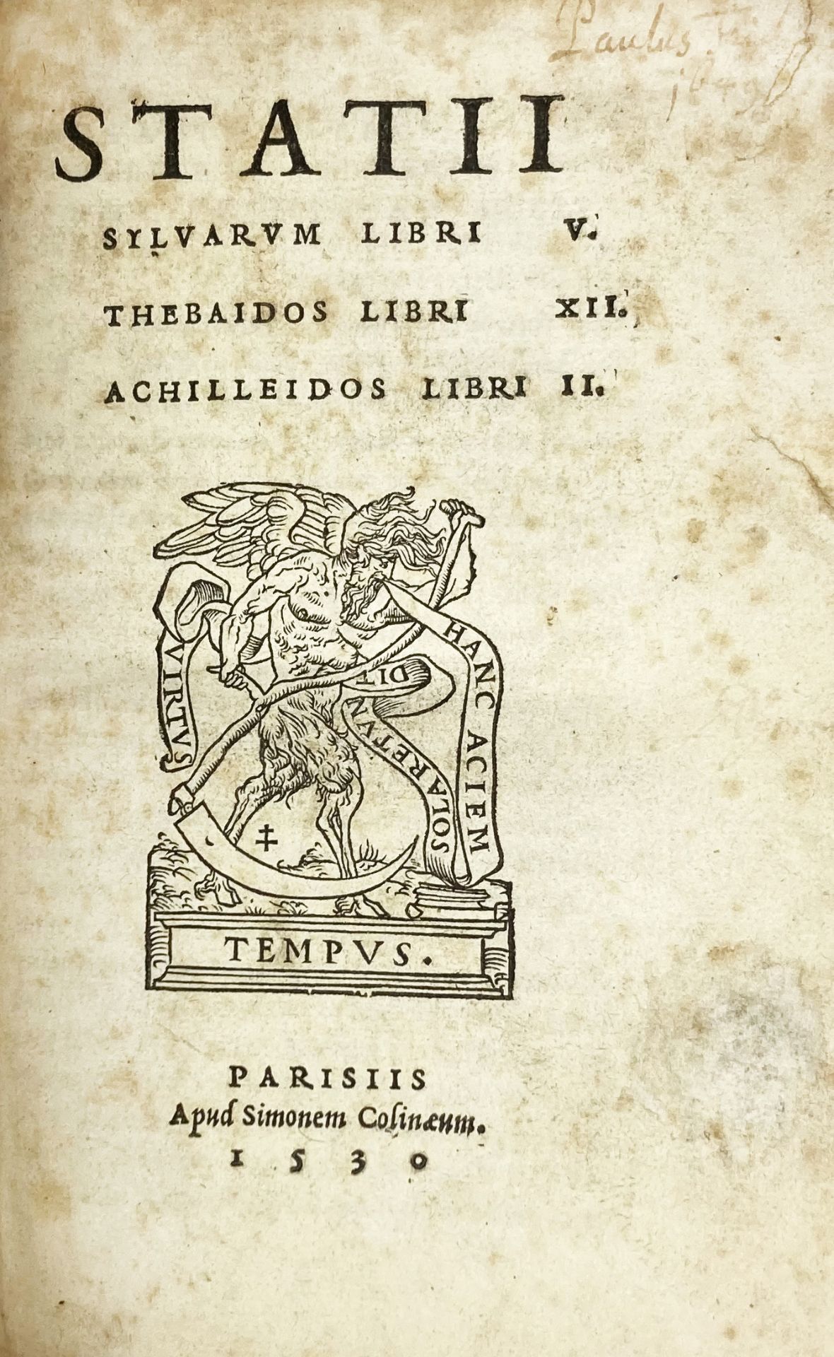 STATIUS. Sylvarum ll. V. Thebaidos ll. XII. Achilleidos ll. II. Orthographia et