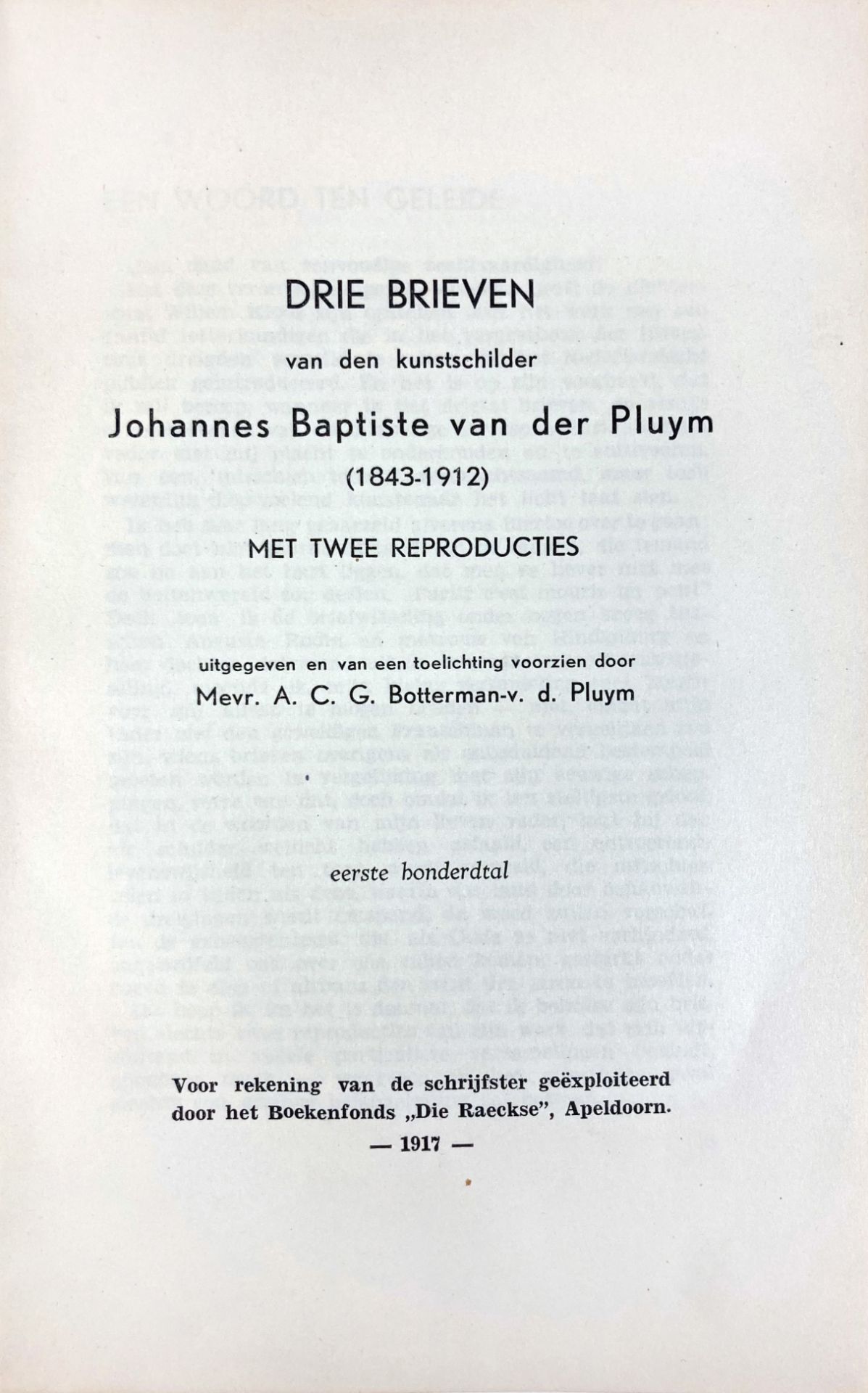 HILLESUM -- BOTTERMAN-v.d. PLUYM, A.C.G., uitg. [= D. KONING]. Drie brieven van den - Image 2 of 2