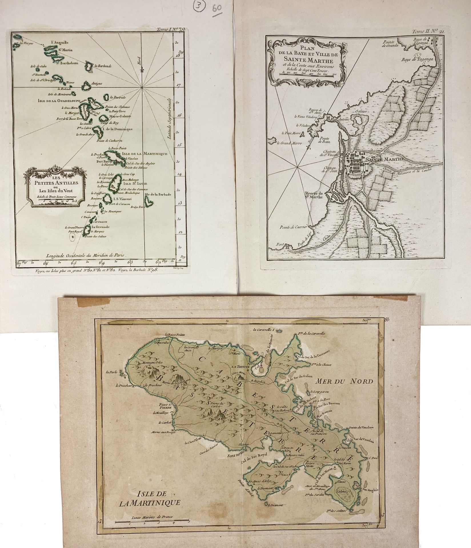 SOUTH AMERICA -- CARIBBEAN -- "CARTE DE L'ISLE de la Martinique". (Par., 1764). Handcold - Image 2 of 2