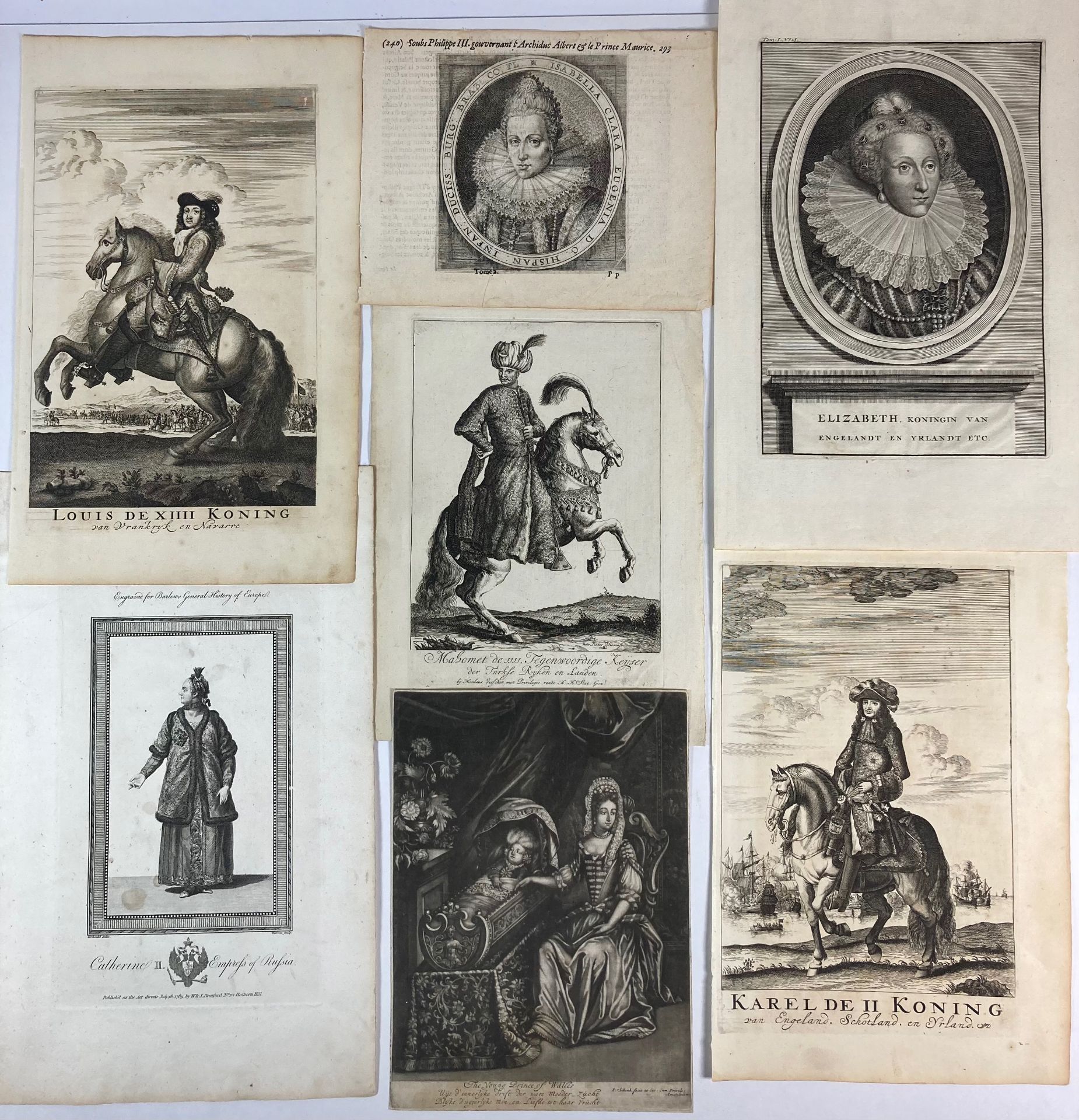 PORTRAITS -- COLLECTION of ± 110 engraved/etched portraits of foreign royalty and noblemen