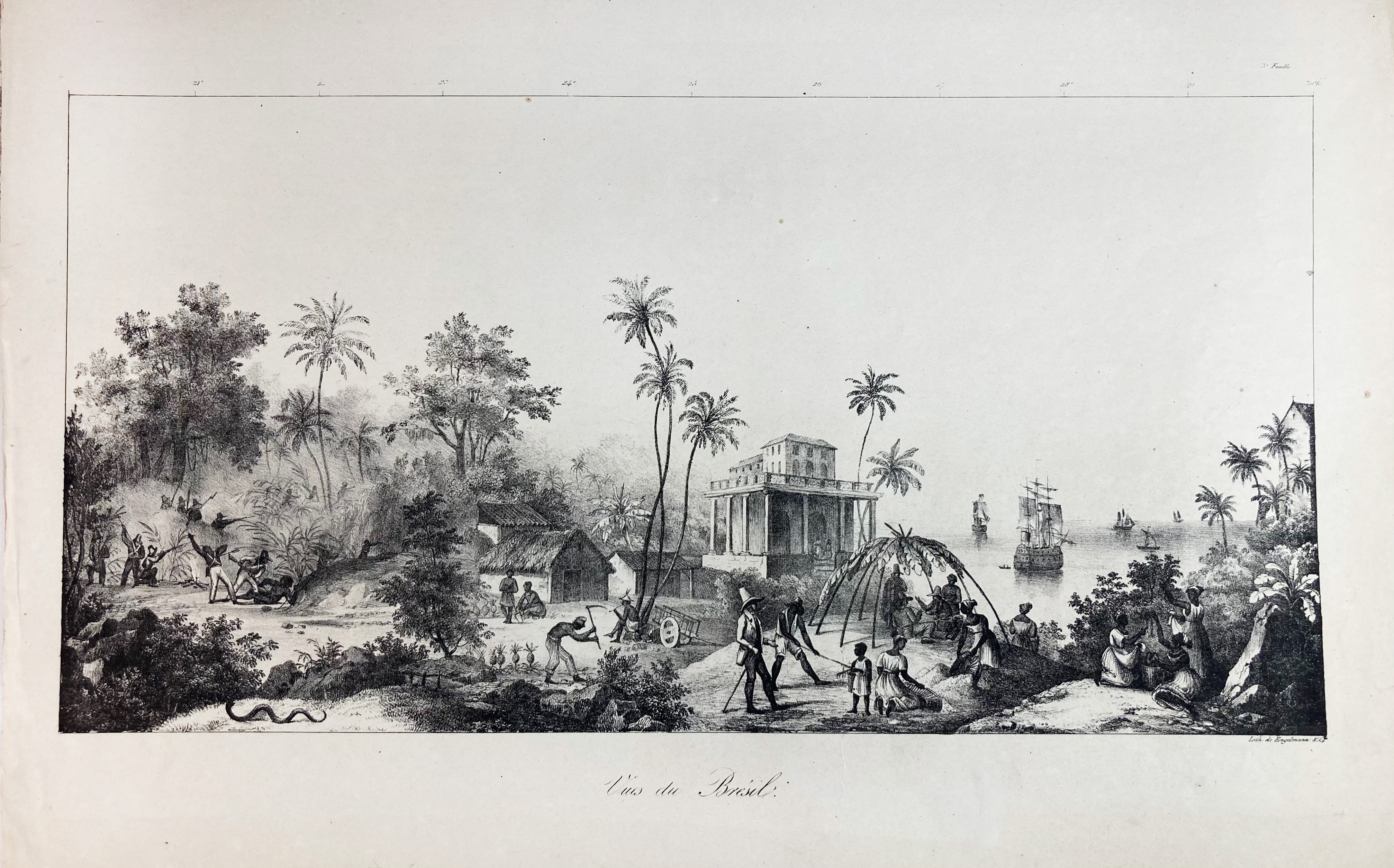 SOUTH AMERICA -- BRAZIL -- "VUES DU BRÉSIL". 2 plain landscape lithogr. plates by - Image 2 of 4