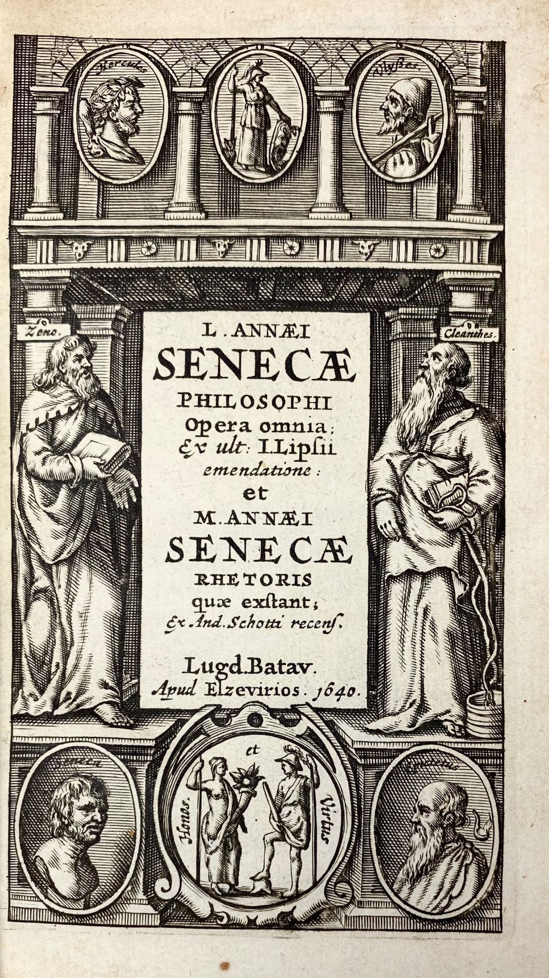 SENECA. Opera omnia. Ed. J. Lipsius. Leyden, Apud Elzevirios, 1639-1640. 3 vols - Image 2 of 3