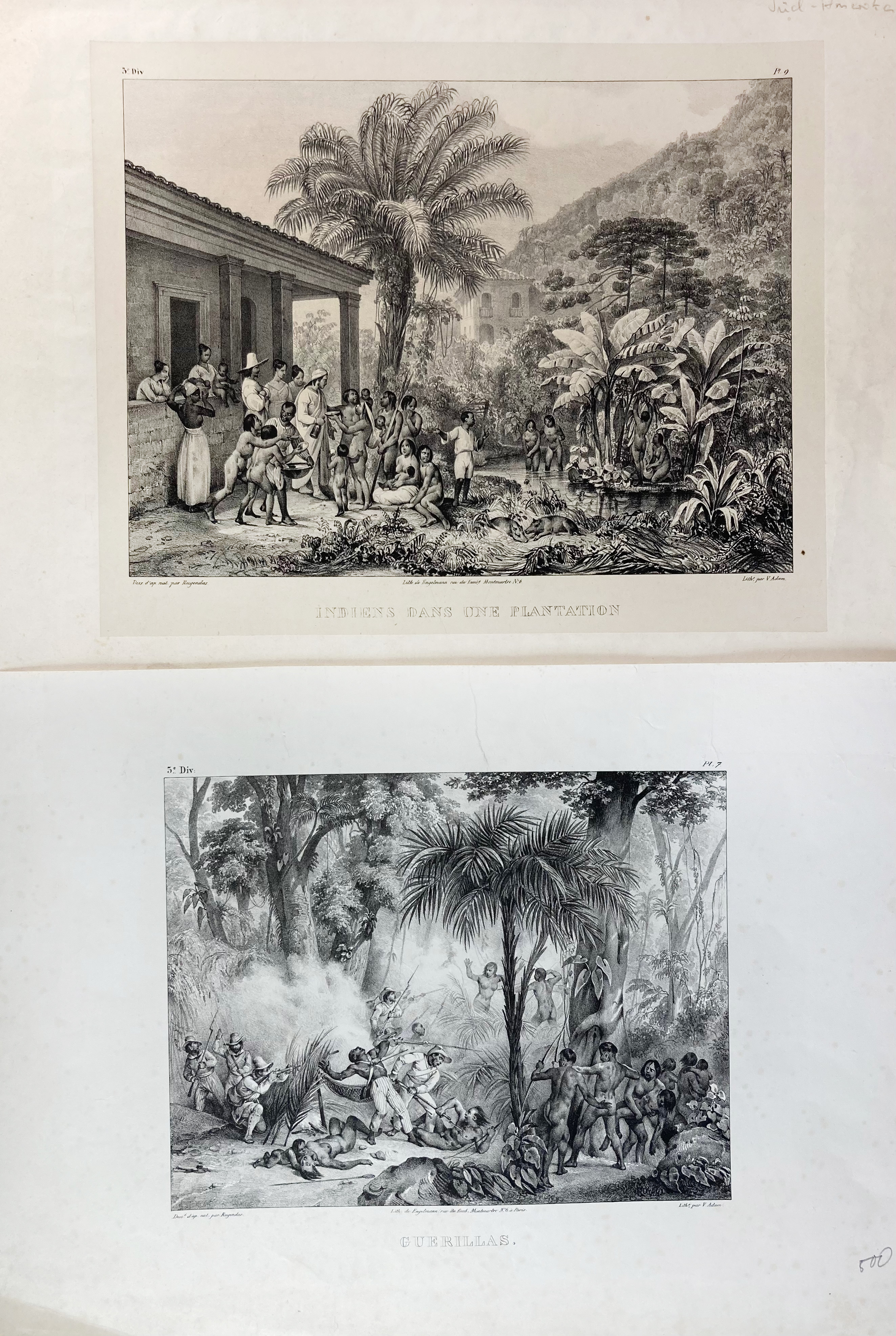 SOUTH AMERICA -- BRAZIL -- "VUES DU BRÉSIL". 2 plain landscape lithogr. plates by - Image 3 of 4