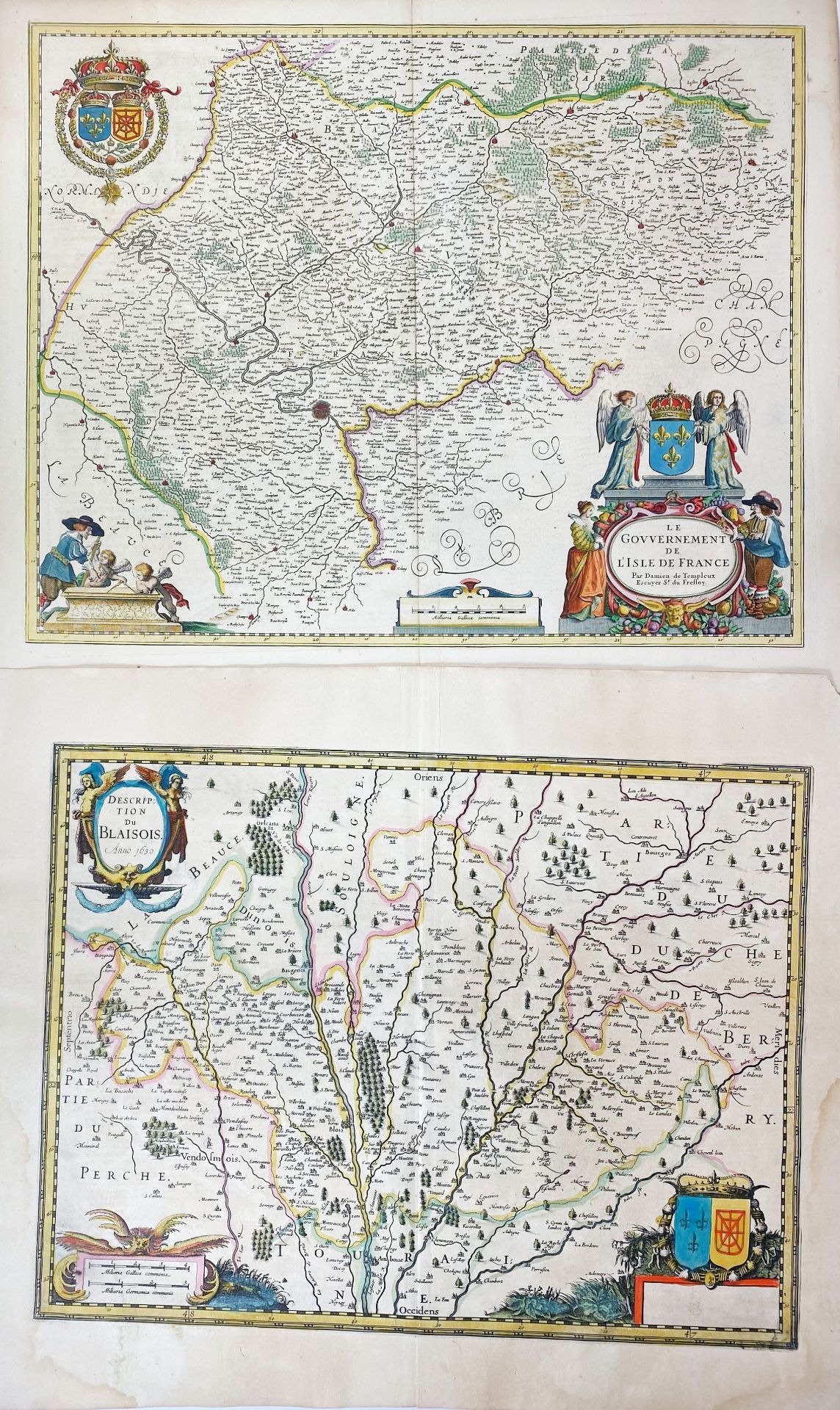 FRANCE -- "LE MAINE". (Amst., H. Hondius, 1633). Handcold. engr. map. 370 x - Bild 3 aus 3