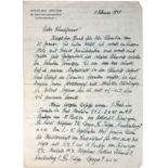 UNZICKER, Wolfgang (1925-2006). Autograph letter to anonymous addressee ('Lieber Schachfreund'). Mün