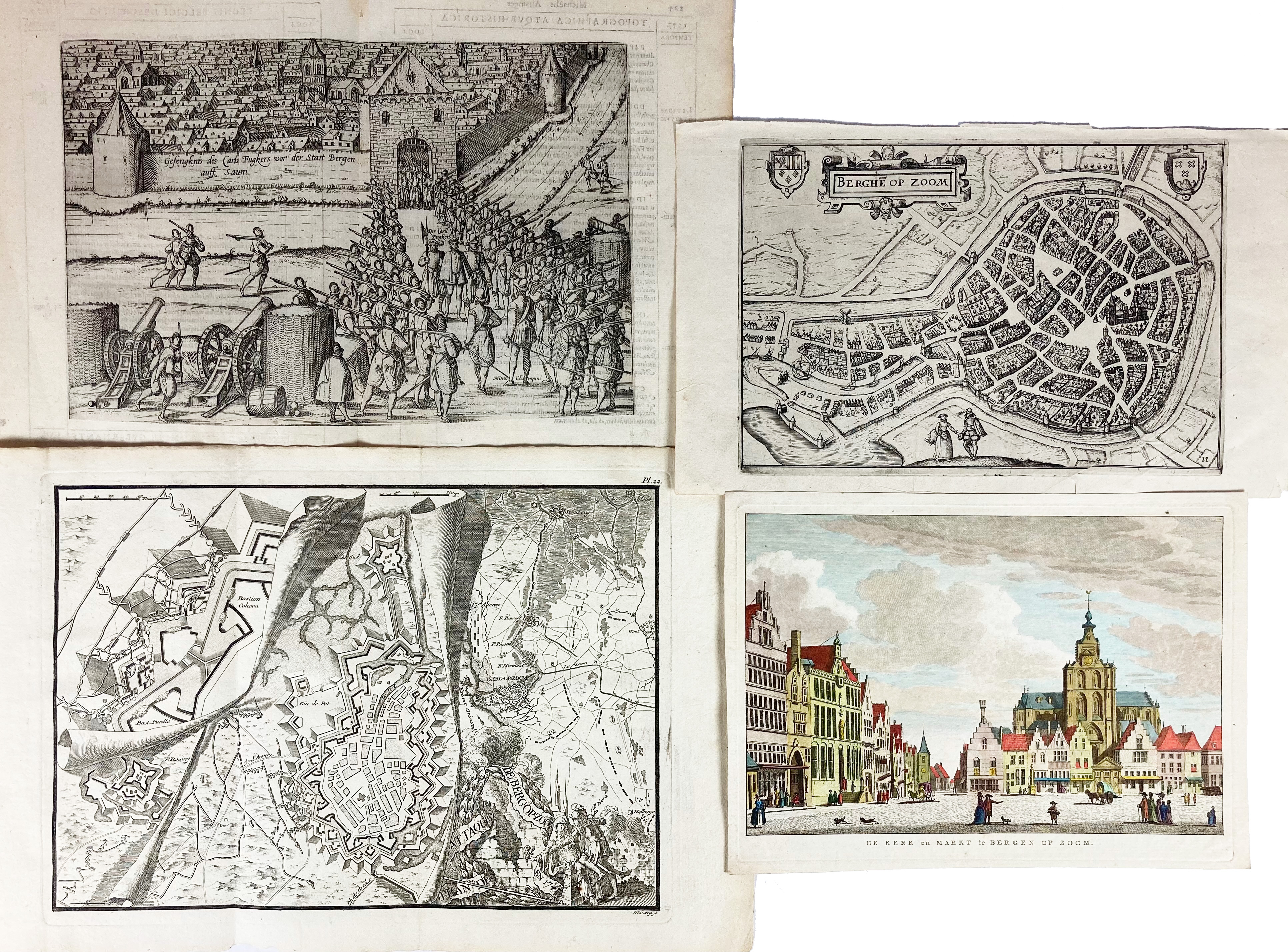 LOW COUNTRIES -- BERGEN OP ZOOM -- COLLECTION of 22 prints relating to Bergen