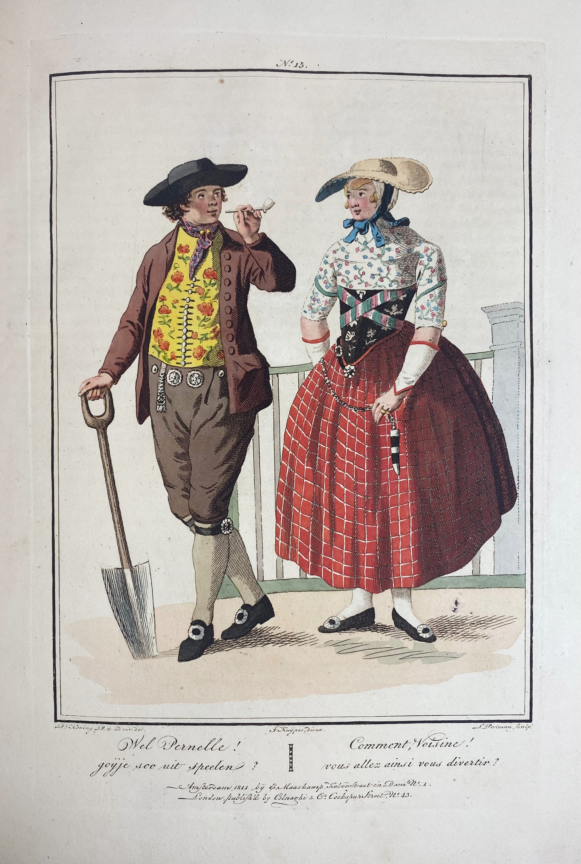 COSTUMES -- (MAASKAMP, E.) Afbeeldingen van de kleedingen, zeden en gewoonten in Holland - Image 2 of 5