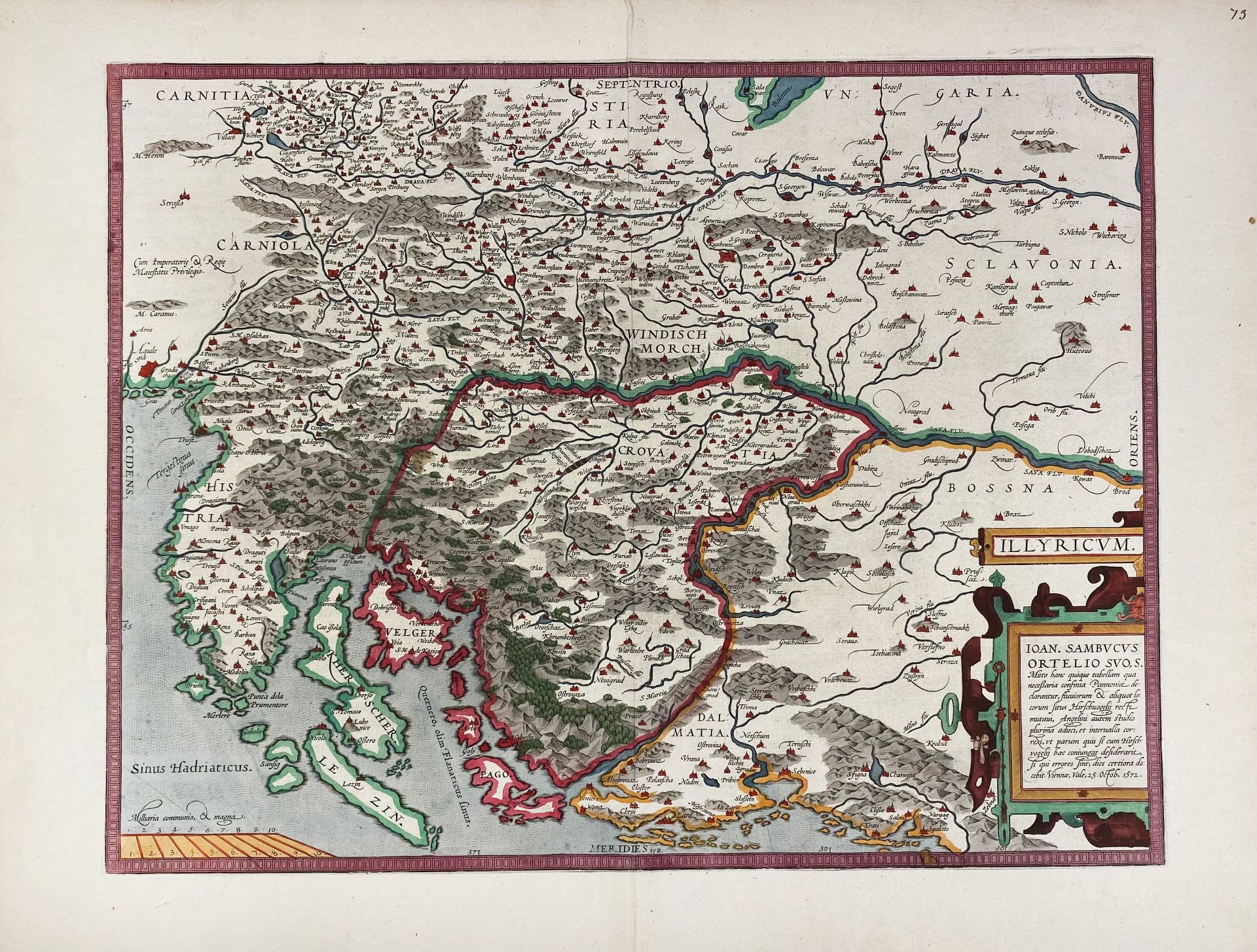 EASTERN EUROPE -- "ILLYRICUM". (Antw., Ortelius, 1579). Handcold. engr. map after J. Sambucus