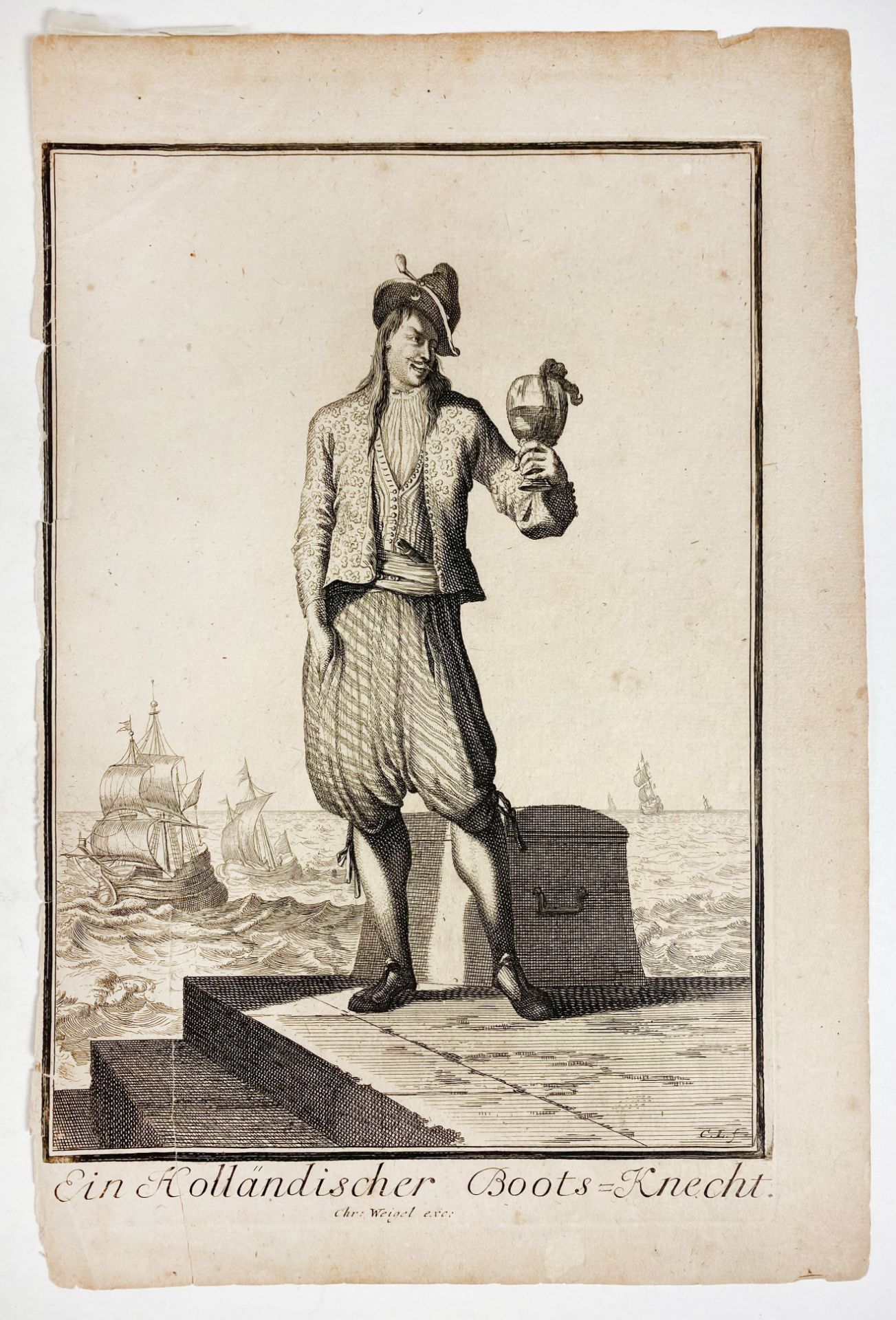 PORTRAITS -- "NICOLAAS JARRY. Capitein op het Vlissingsche kaper schip de Vlissinger." - PIERRE - Image 2 of 2