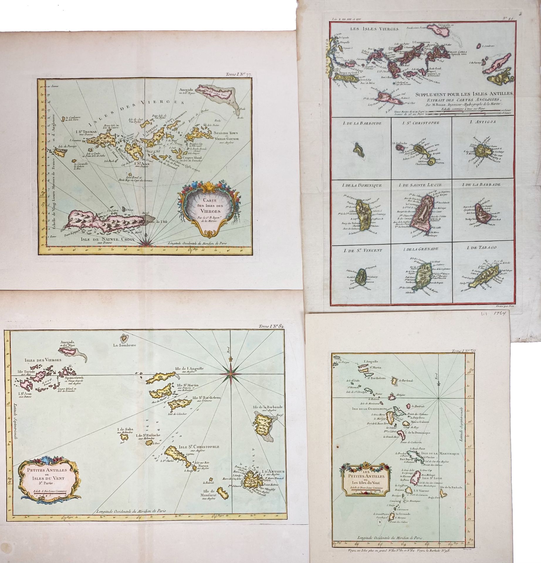 SOUTH AMERICA -- CARIBBEAN -- "CARTE DES ISLES DES VIERGES". Par., (1764). Handcold. engr