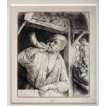 OSTADE, Adriaen Jansz. v. (1610-1685). (The baker sounding his horn). 1664 (?). Etching