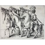 GHEYN, Jacques de II, workshop of. "The three mounted trumpet players". (1599