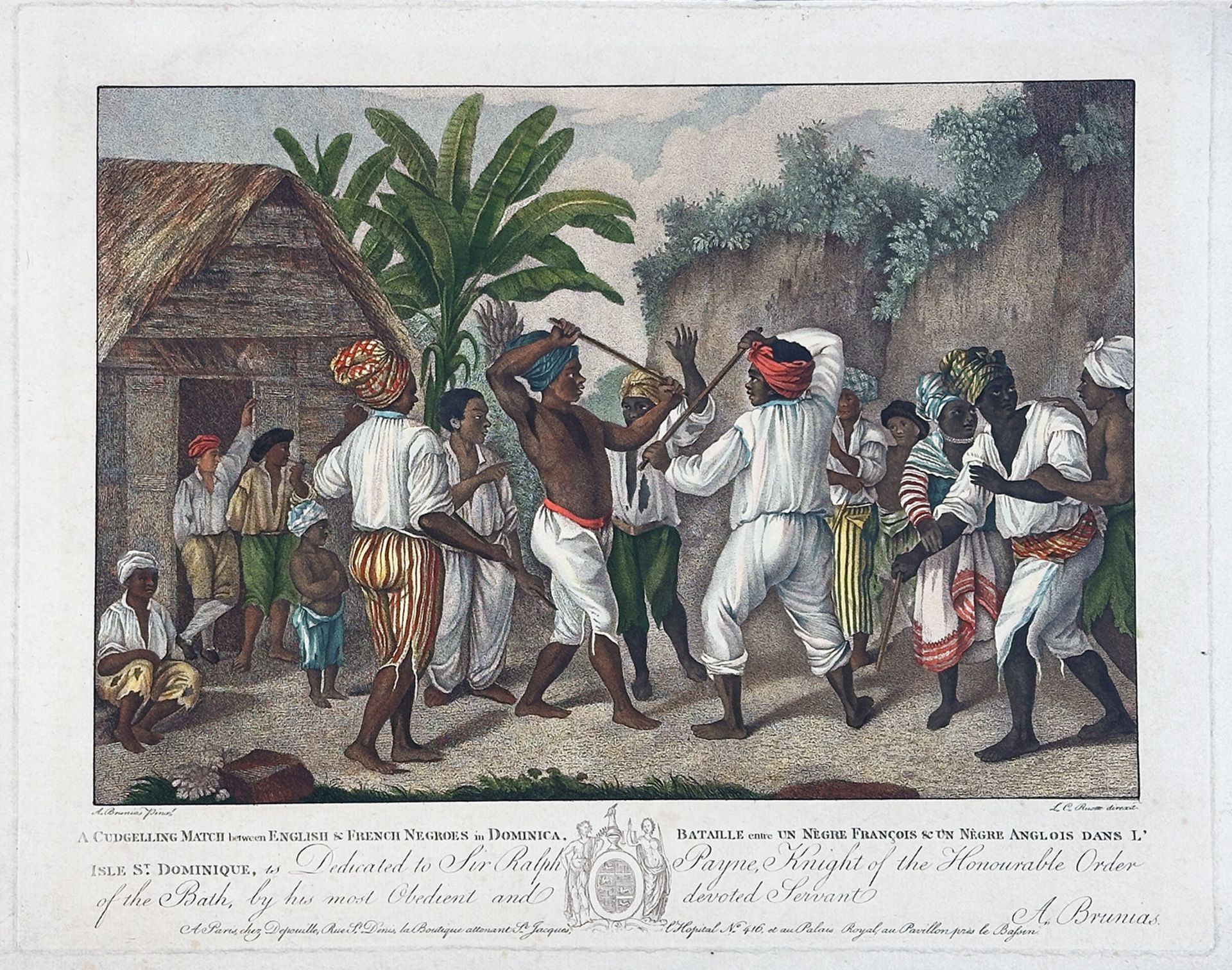 SLAVERY - ABOLITIONISM -- "A CUDGELLING MATCH between English & French negroes in Dominica / Bataill