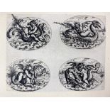 JAMNITZER, Christoph (1573-1610). Four etchings, each with four oval grotesques showing playing