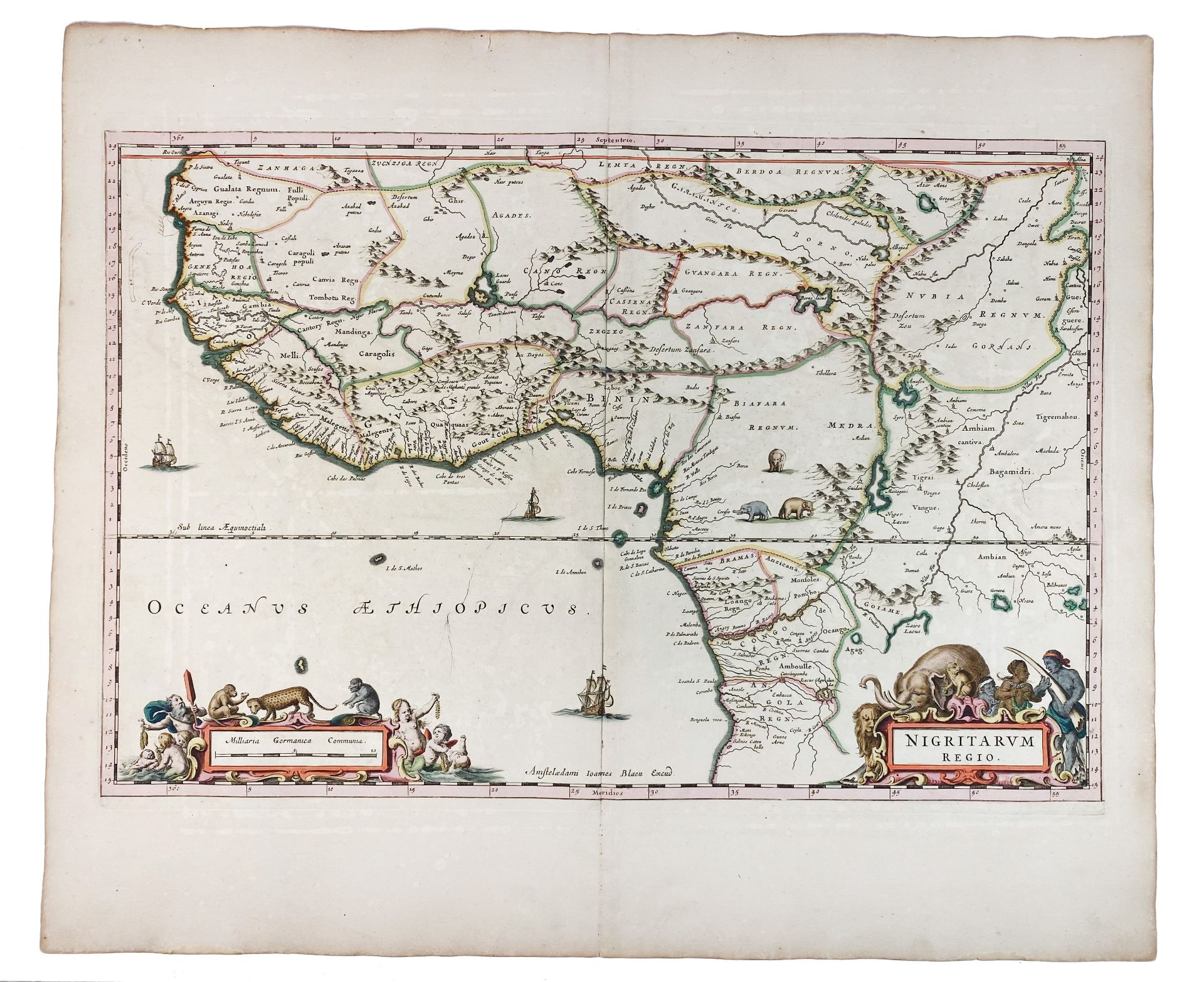 AFRICA -- "NIGRITARUM REGIO". (Amst.), J. Blaeu, (c. 1670). Handcold. engr. map, w