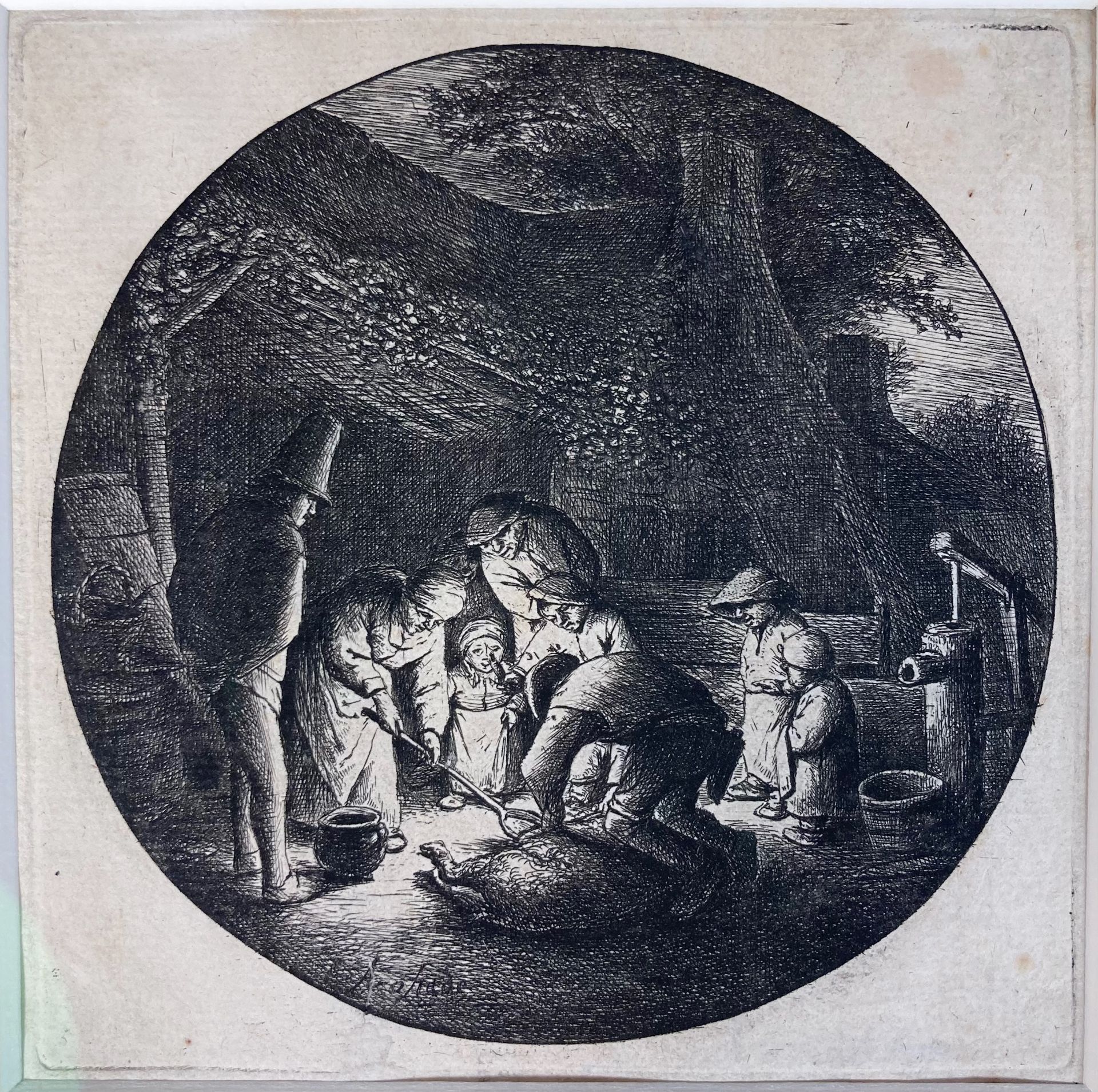 OSTADE, Adriaen Jansz. v. (1610-1685). (The baker sounding his horn). 1664 (?). Etching - Bild 2 aus 2