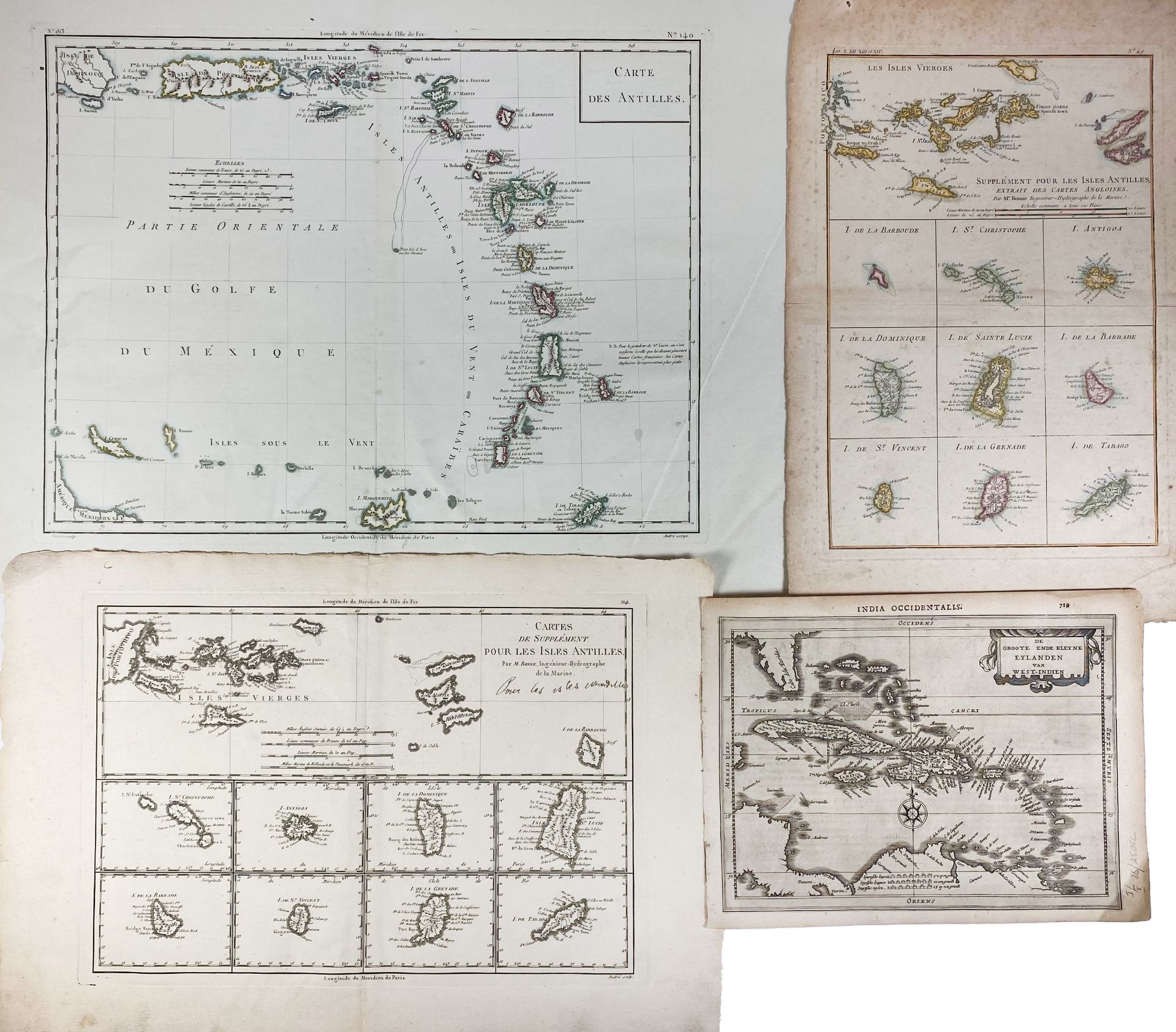 SOUTH AMERICA -- CARIBBEAN -- "CARTE DES ANTILLES". (c. 1800). Engr. map by Tardieu