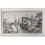 EVERDINGEN, Allert v. ((1621-1675). (The Horseman on the Stone Bridge). Etching. 64