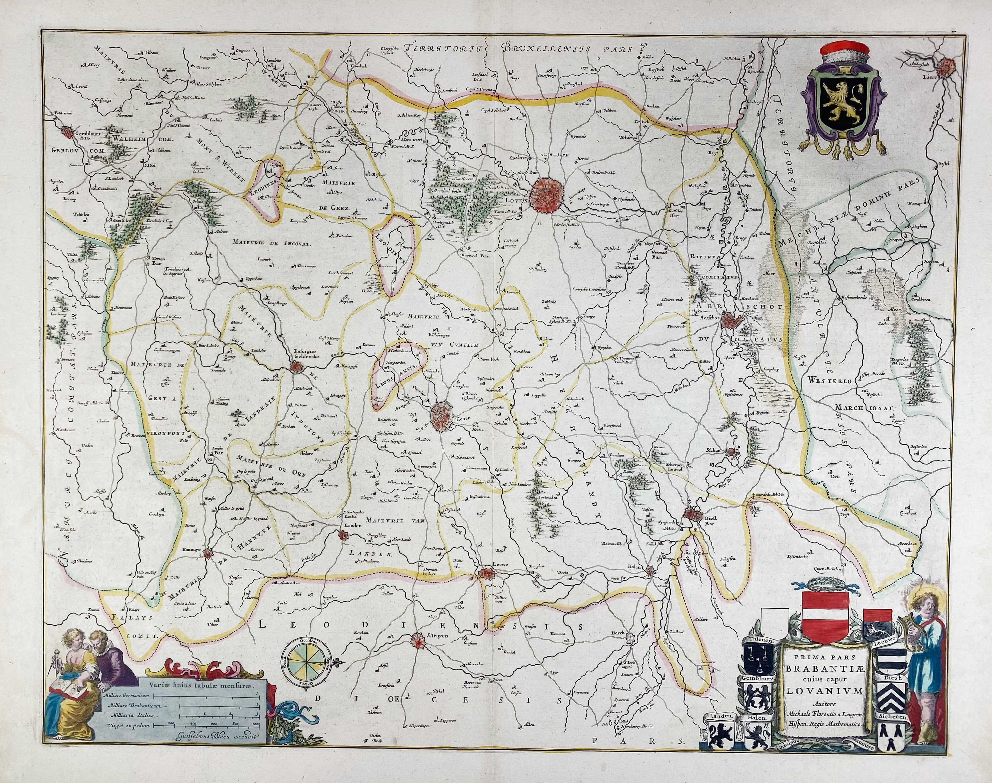 BELGIUM -- "LEODIENSIS DIOECESIS". Amst., W. & J. Blaeu, (c. 1643). Handcold. engr. map - Image 2 of 3