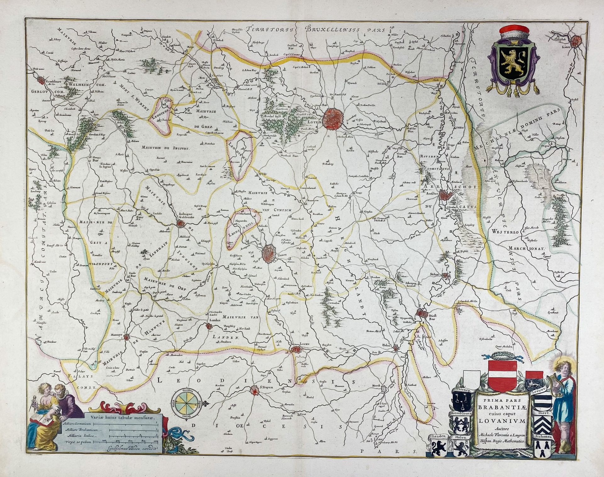BELGIUM -- "LEODIENSIS DIOECESIS". Amst., W. & J. Blaeu, (c. 1643). Handcold. engr. map - Bild 2 aus 3