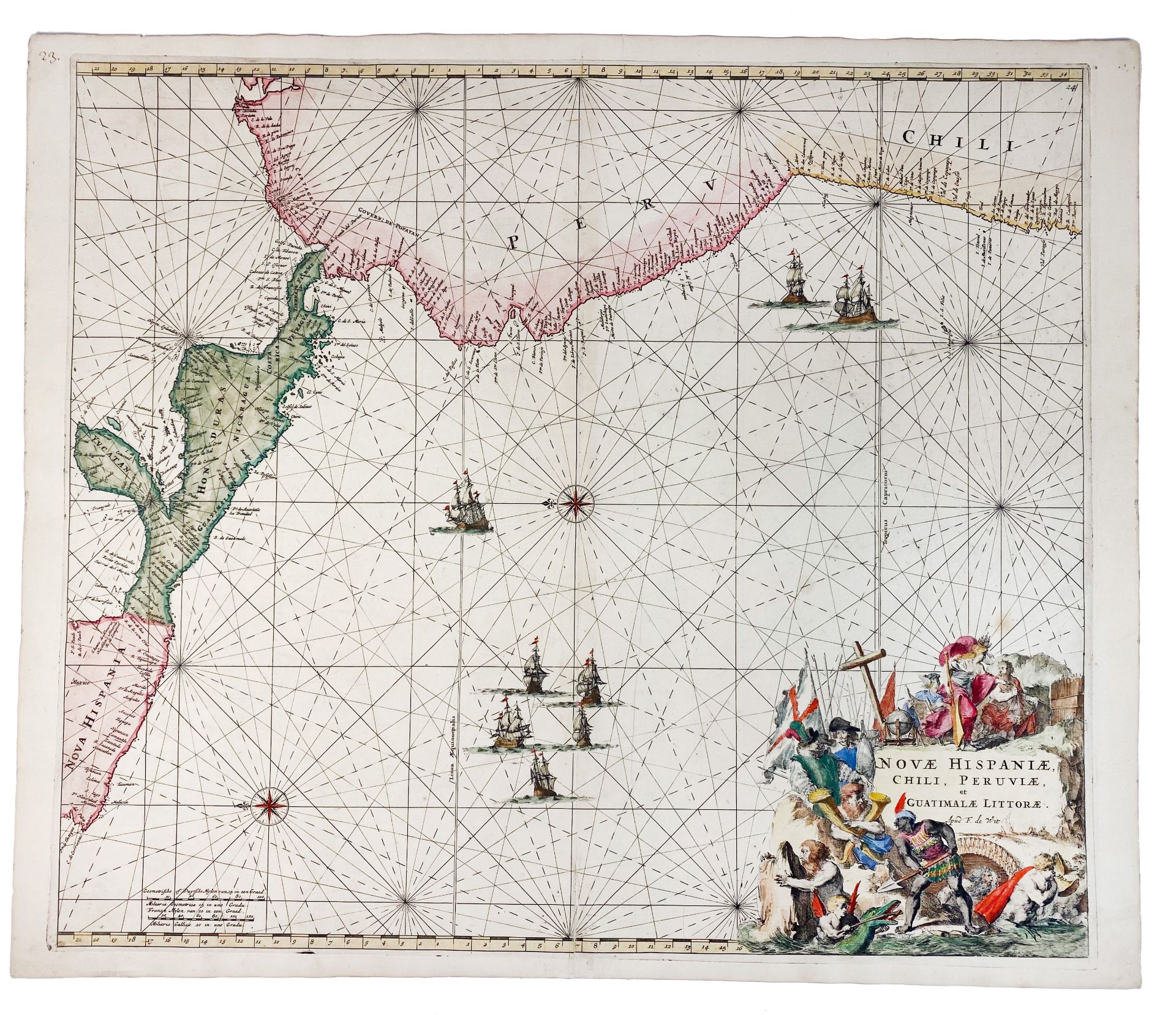 SEA CHARTS -- "NOVÆ HISPANIÆ, Chili, Peruviæ, et Guatimalæ Littoræ". (Amst.), F. de