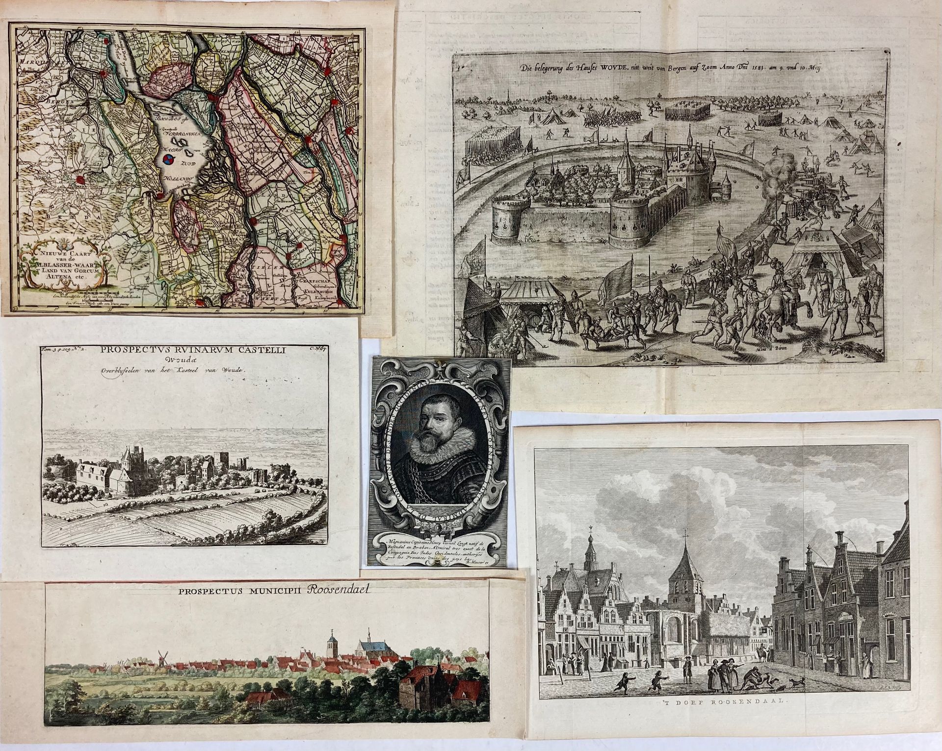LOW COUNTRIES -- COLLECTION of views of Roosendaal (7), Castle De Woude (6