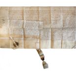 COLLECTION OF 6 NOTARIAL DEEDS, 1544-1790. Mss. in Dutch on vellum, some
