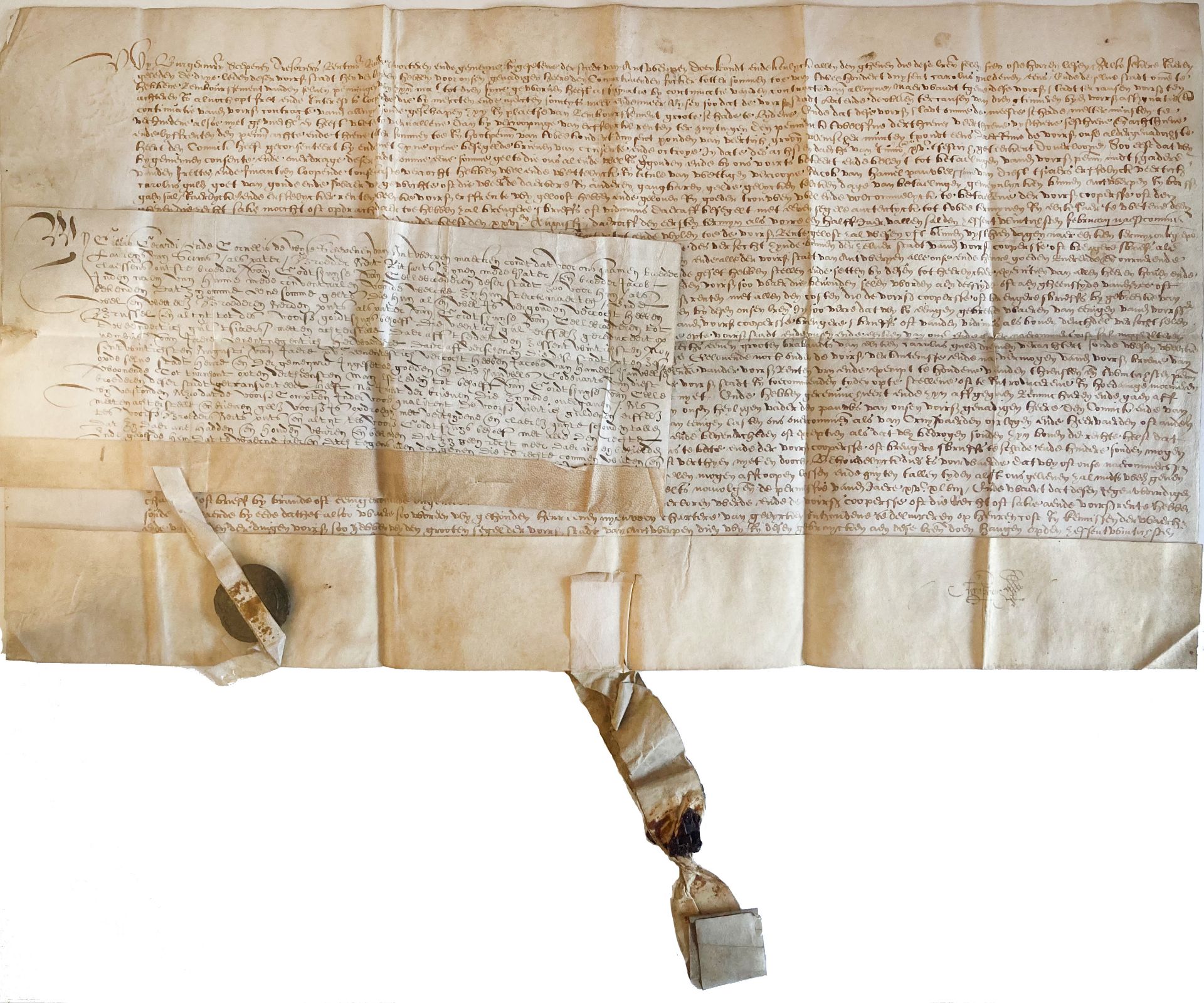 COLLECTION OF 6 NOTARIAL DEEDS, 1544-1790. Mss. in Dutch on vellum, some