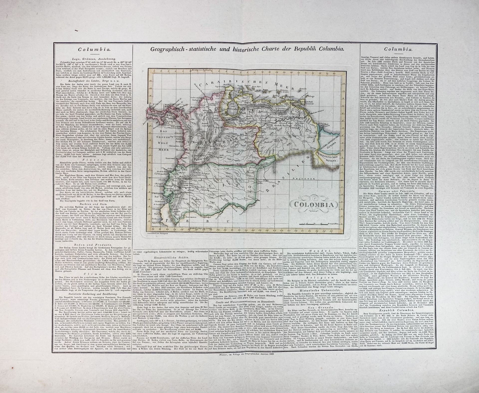 SOUTH AMERICA -- COLOMBIA -- "GEOGRAPHISCH-STATISCHE und Historische Charte der Republik Columbia".