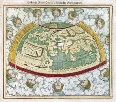 WORLD MAP -- "PTOLEMEISCH GENERAL TAFEL / die halbe Kugel der Welt begreiffende". (Basel