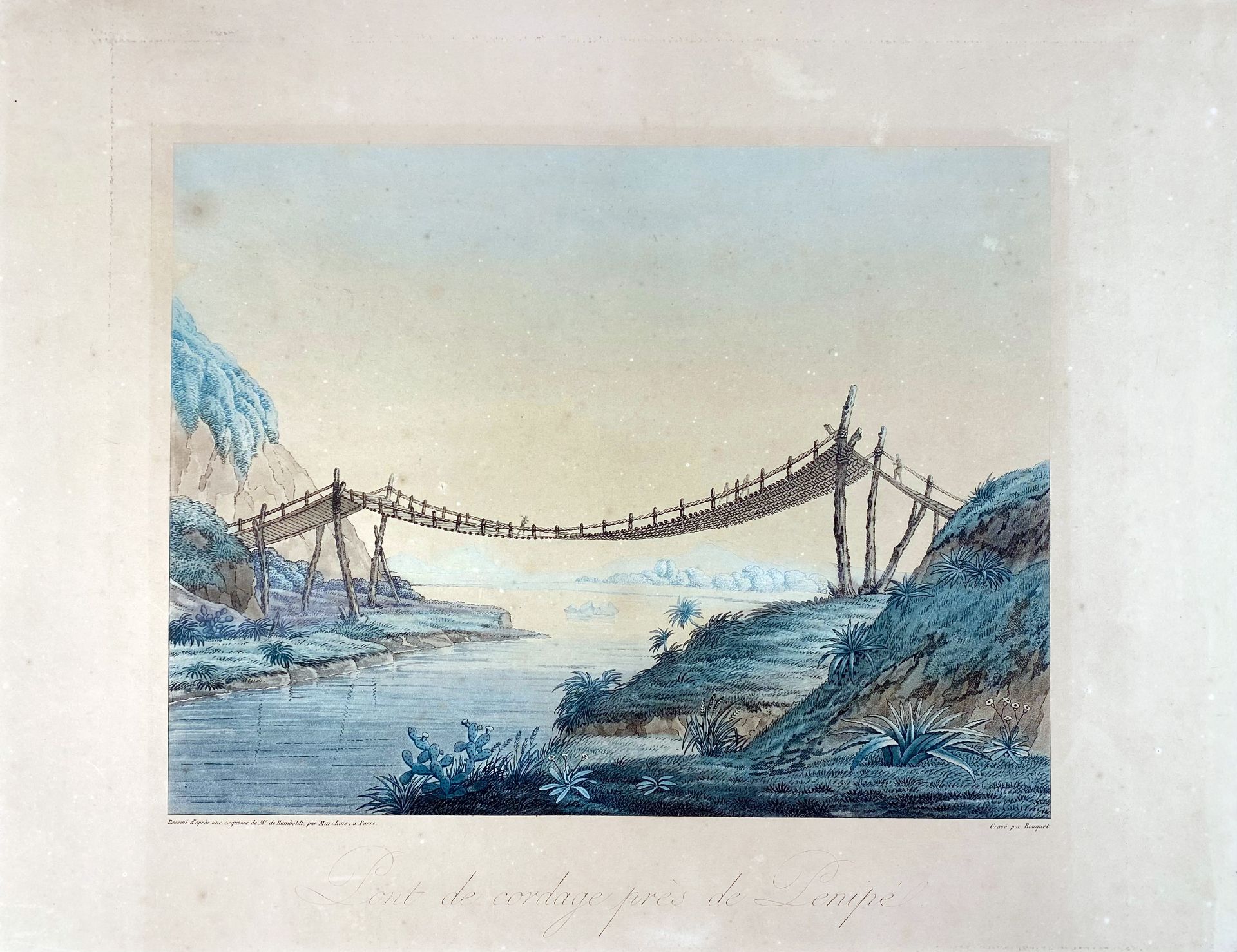 SOUTH AMERICA -- ECUADOR -- "PONT DE CORDAGE près de Penipé". (c. 1810). Handcold