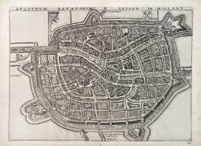 LOW COUNTRIES -- LEIDEN -- "LUGDUNUM BATAVORUM, Leyden in Hollant". (C. 1610). Plain engr