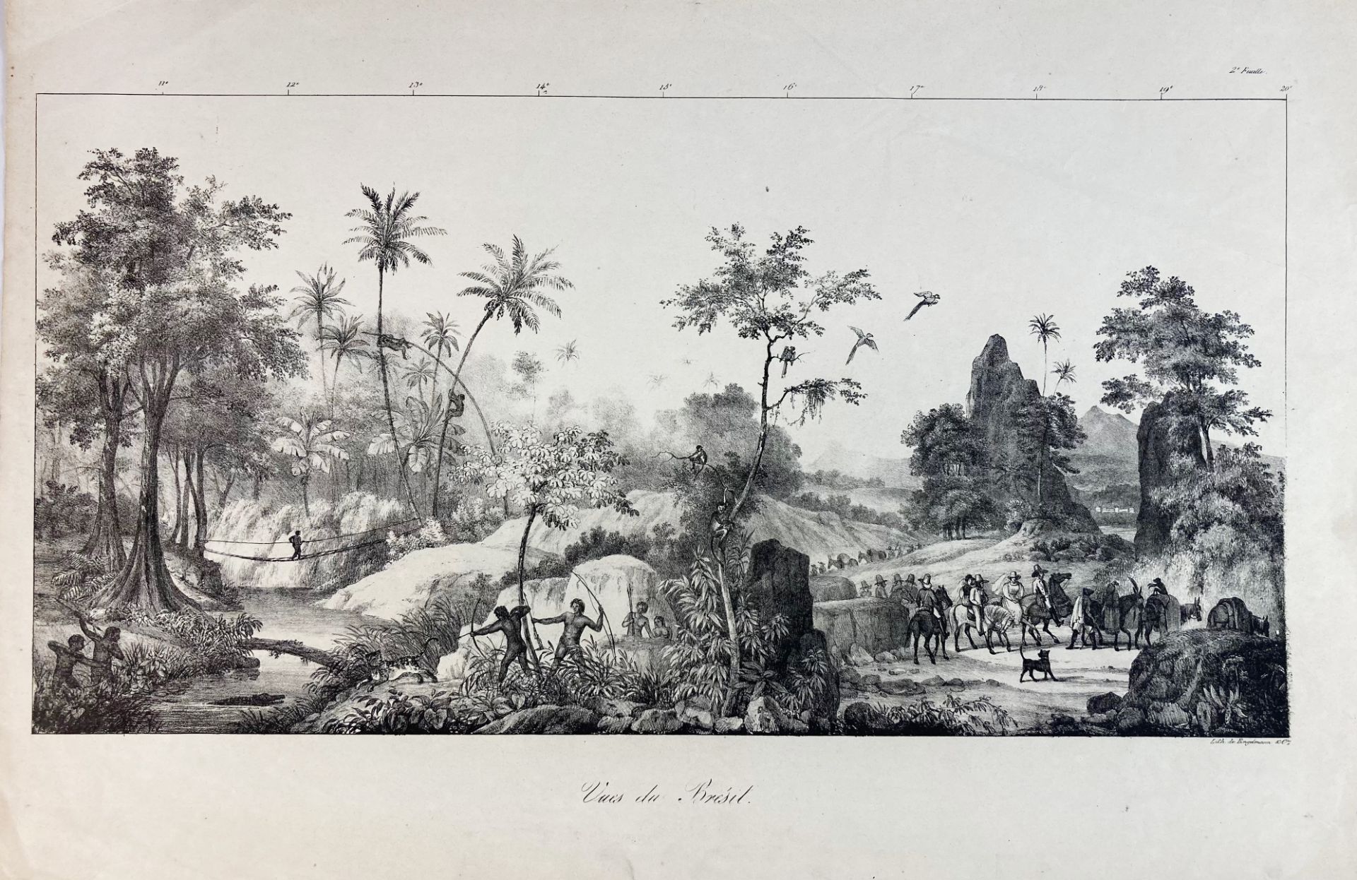 SOUTH AMERICA -- BRAZIL -- "VUES DU BRÉSIL". 2 plain landscape lithogr. plates by