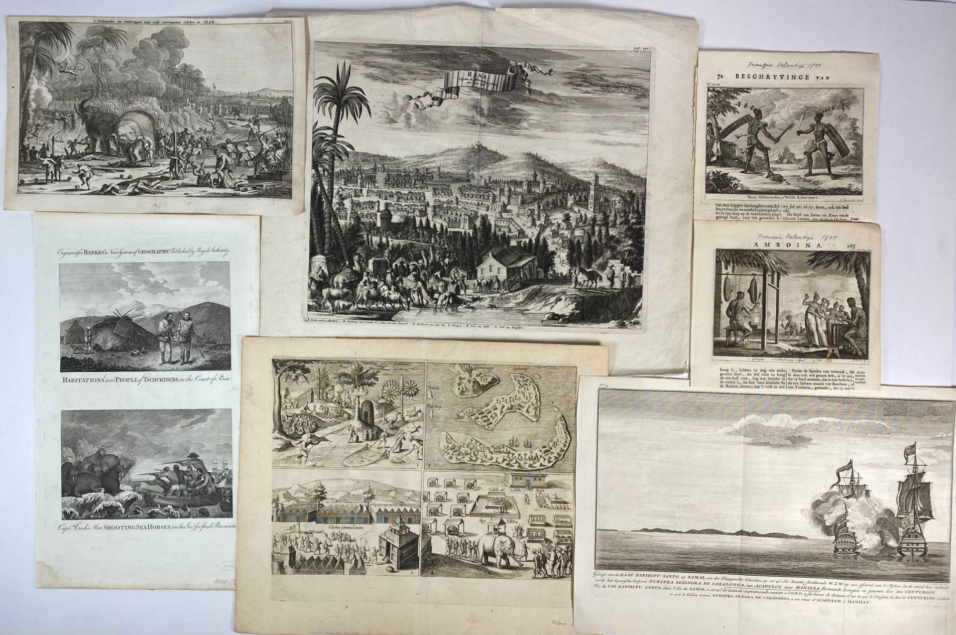 COLLECTION of 87 maritime/travelling engravings from several sources. 16th-20th c