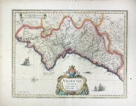 SPAIN -- "VALENTIA REGNUM (…)". Amst., G. Blaeu, (1635). Handcold. engr. map w. compass