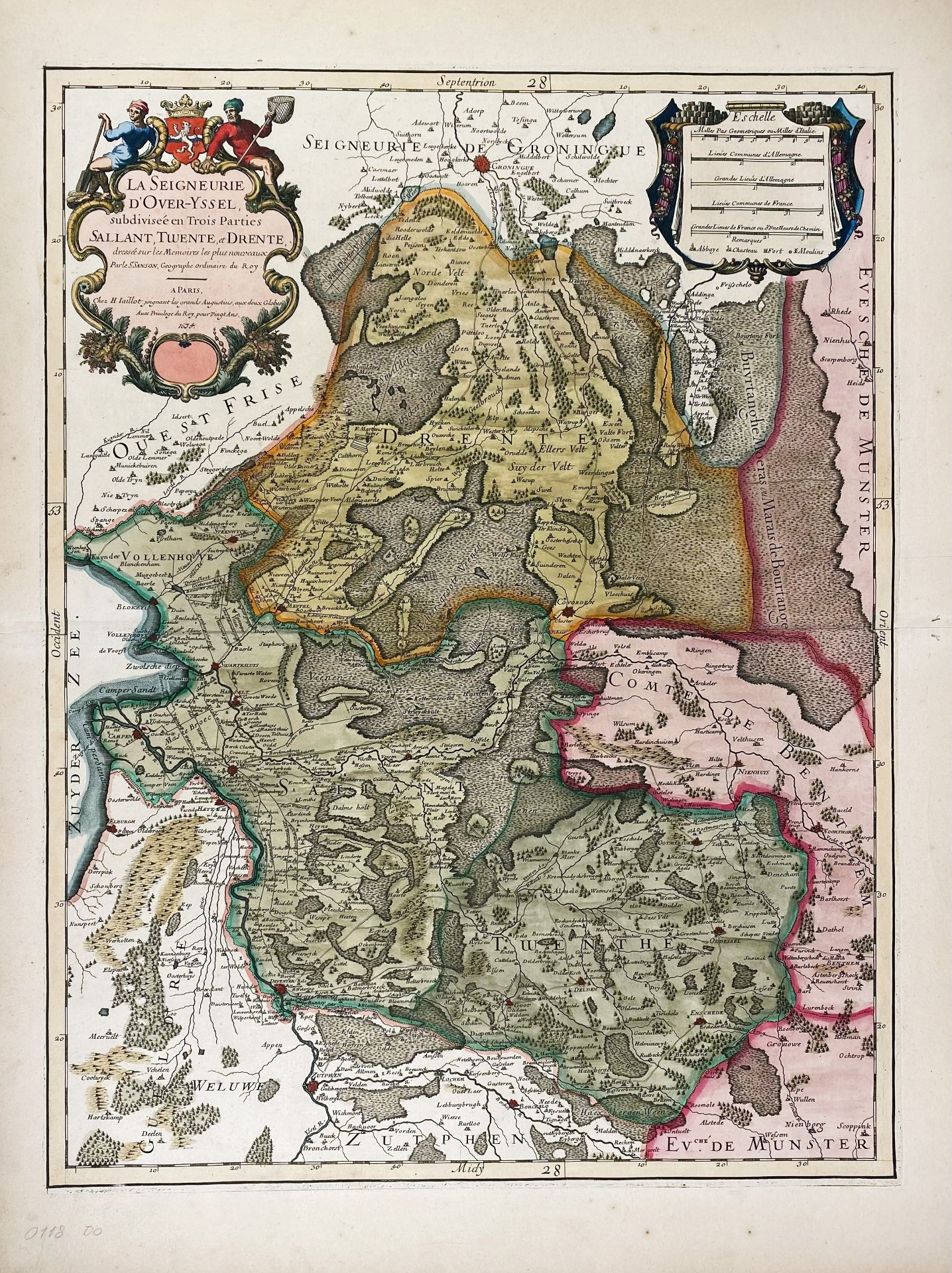 LOW COUNTRIES -- "LA SEIGNEURIE D'OVER-YSSEL subdivisée en trois parties Sallant, Twente