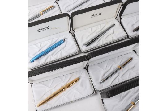 10 Autograph metal body fountain pens all with piston converters and in original boxes All as new - Image 2 of 2