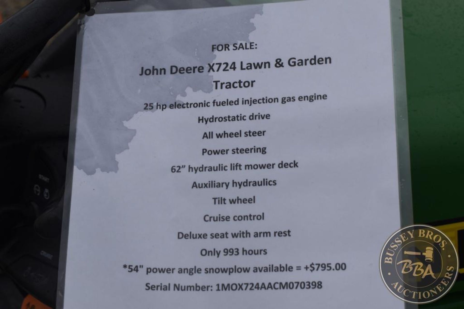 JOHN DEERE X724 26068 - Image 8 of 15