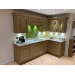 Oak display kitchen with Blanco double sink and tap