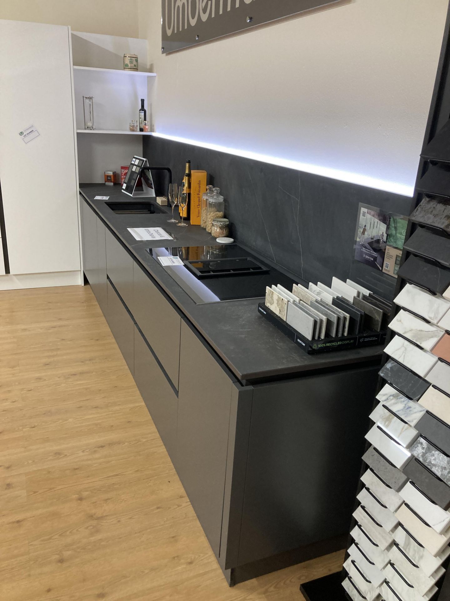 Charcoal and white display kitchen with appliances - Image 2 of 15