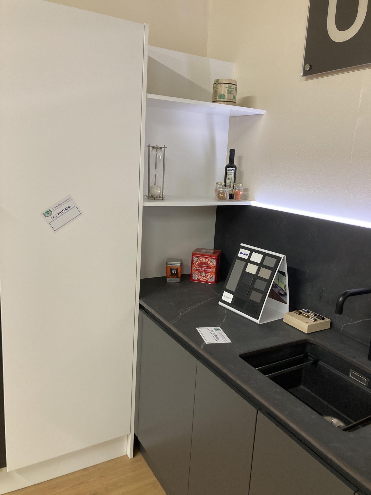 Charcoal and white display kitchen with appliances - Image 6 of 15