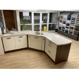 Cream gloss and walnut kitchen used display with appliance