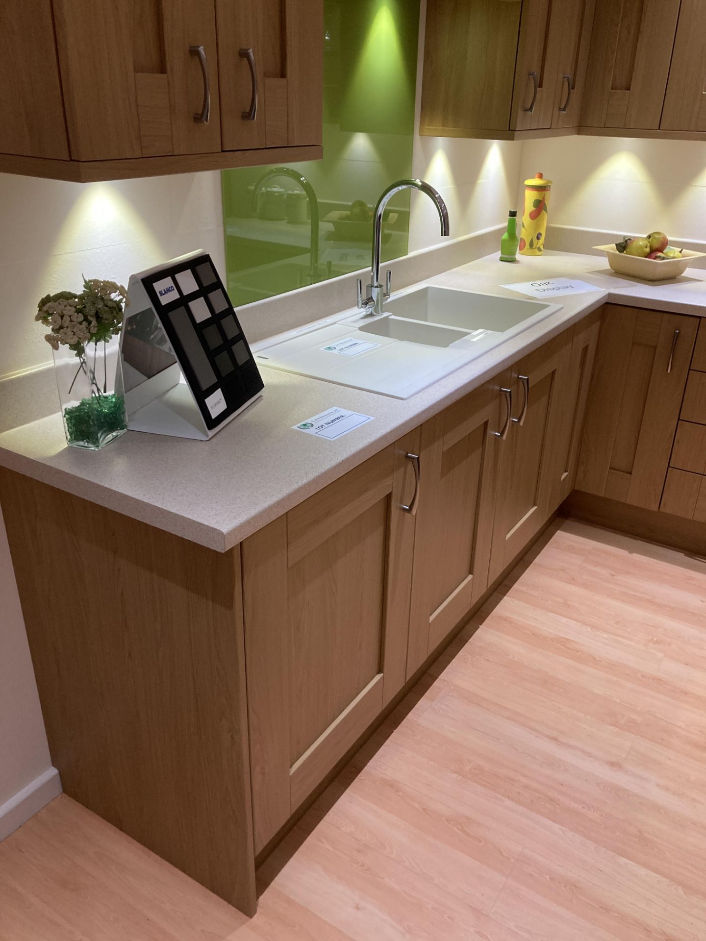 Oak display kitchen with Blanco double sink and tap - Image 2 of 8