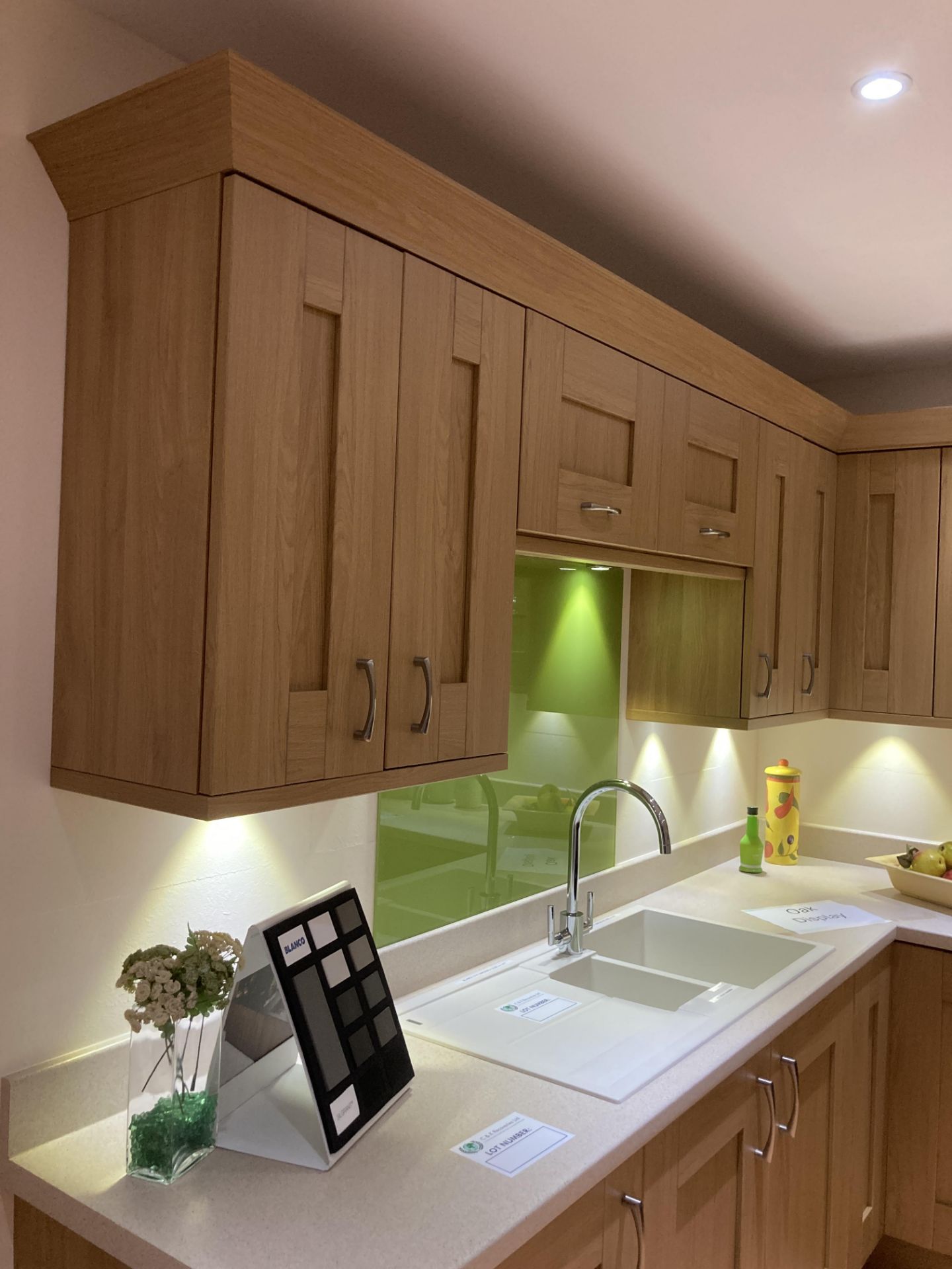 Oak display kitchen with Blanco double sink and tap - Image 3 of 8