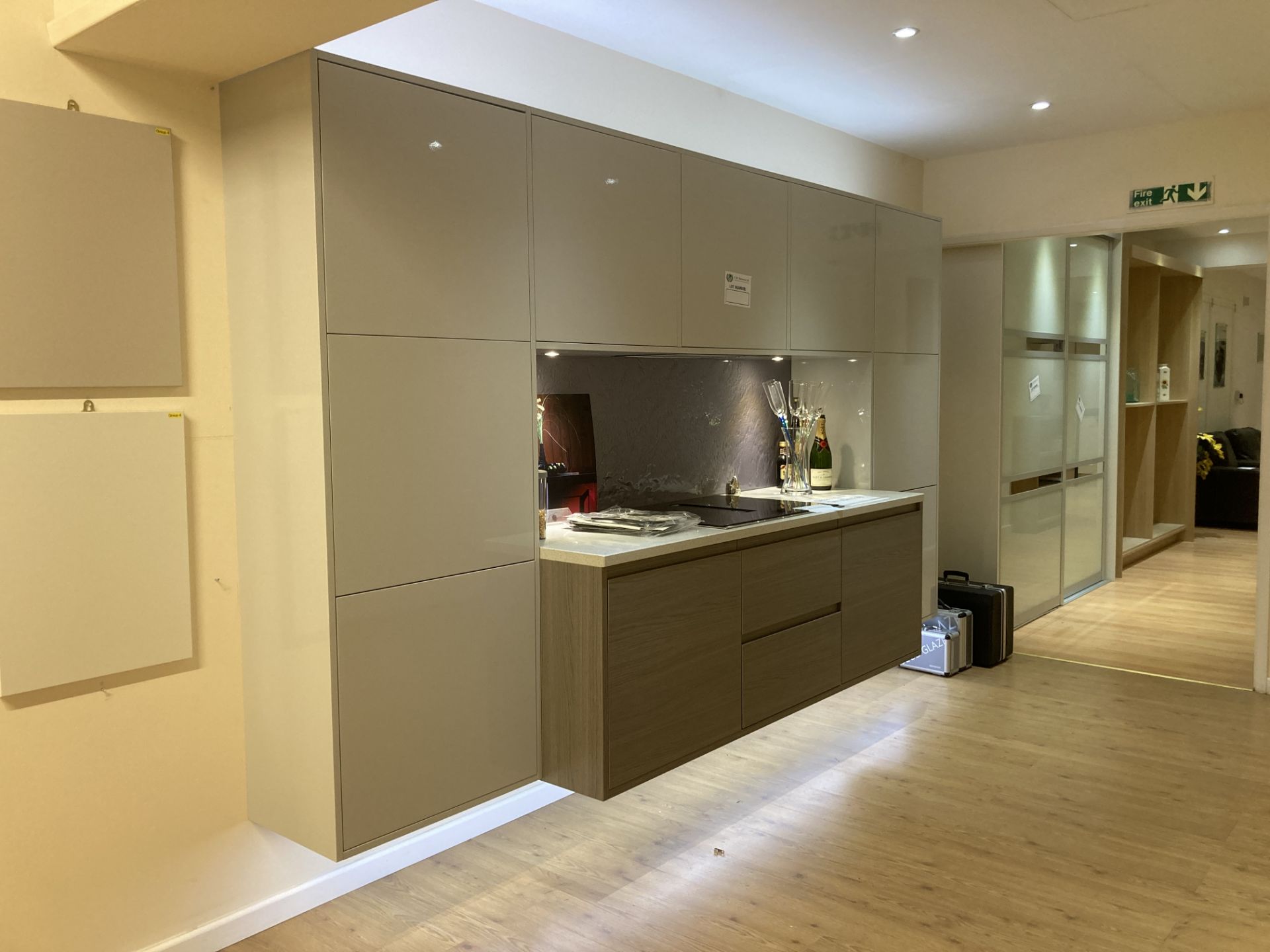 Mixed grey kitchen display with appliance