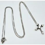 A vintage 925 silver Cubic Zirconia cross pendant on Italy silver chain. Total weight 2.25G. Total