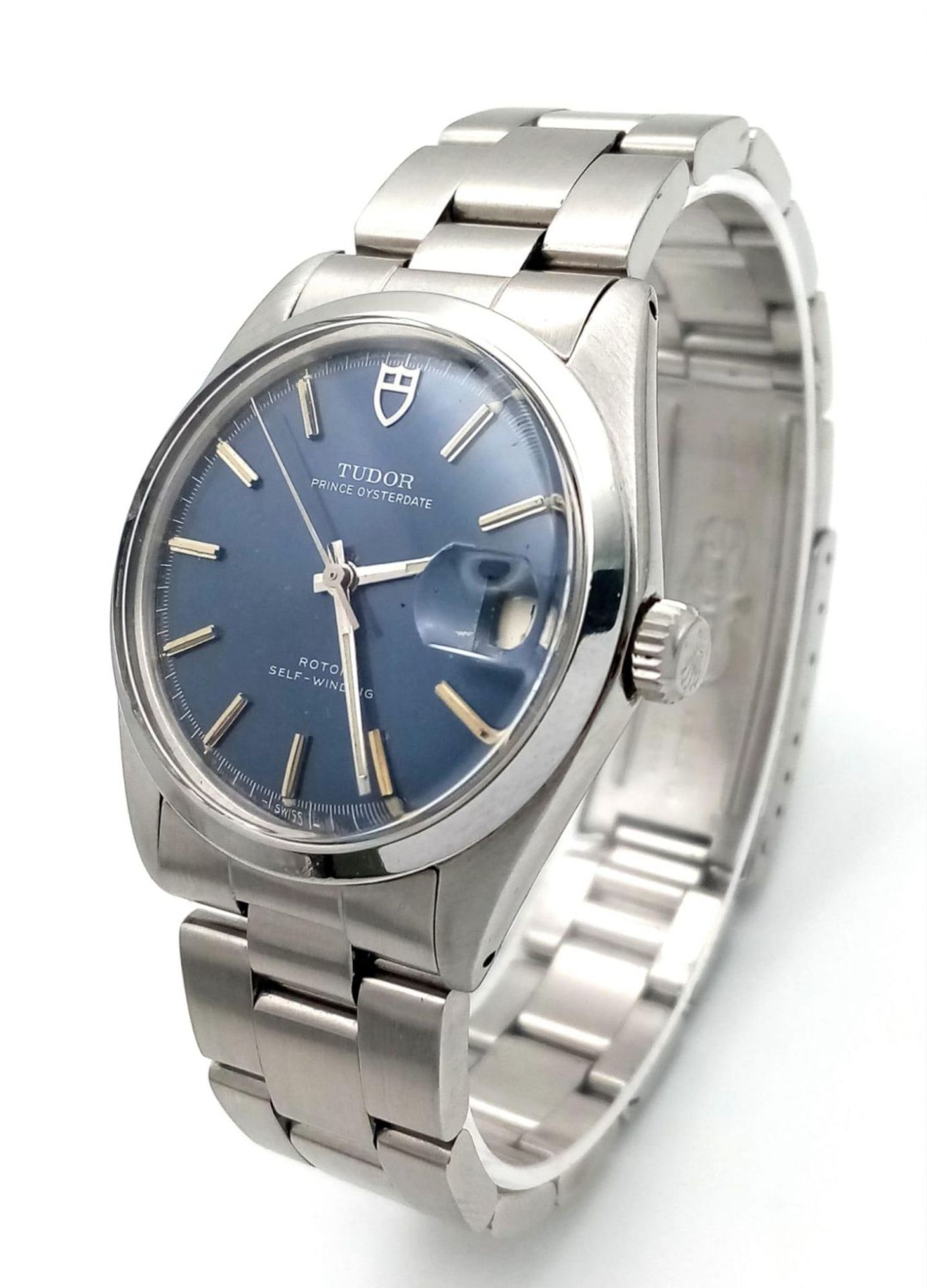 AN IMMACULATE TUDOR "PRINCE OYSTERDATE" AUTOMATIC STAINLESS STEL WATCH (ROLEX CASE AND STRAP) WITH - Bild 2 aus 7